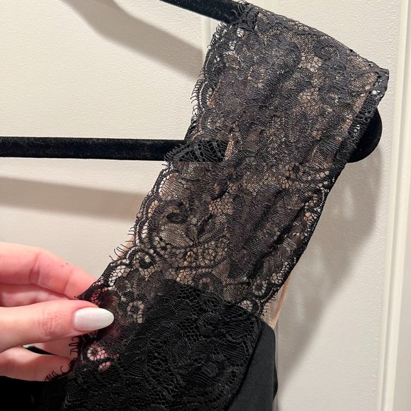 BCBG Lace Black Silk Top, Small - Picture 3 of 6